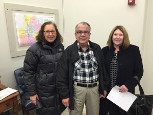 Jorge Morales, at center, filed this morning for County Commissioner District 1 in the Republican primary. With him are Anne Ogle, at left, and Tammy Burton.