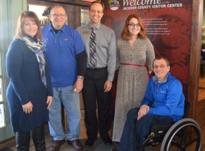 From left to right: Arann Banks, Executive Director of Jackson County Visitor Center, Robert Bicknell with SIMRA, Dan Hodge and Natasha Langford with JCEC and Cliff Sommers with the Bicentennial Committee. 