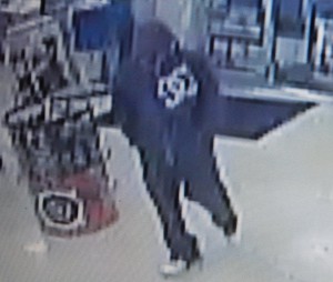 Surveillance footage of robbery suspect; Photo courtesy of Columbus Police Dept.