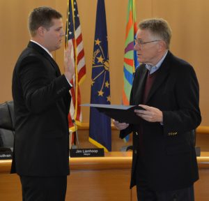 Derrick Chitwood and Columbus Mayor Jim Lienhoop; photo courtesy of CFD