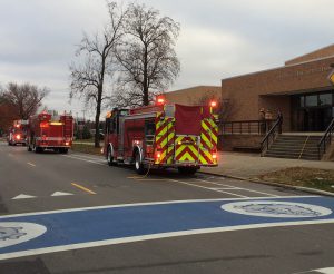 Columbus firefighters were called to Columbus North High School for a fire in the auditorium this morning. Photo courtesy of Columbus Fire Department.