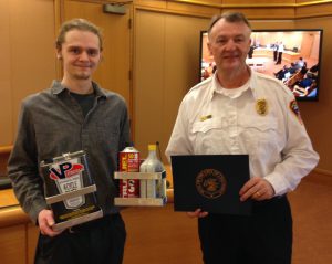 Shane Bryant and CFD Chief Mike Compton; photo courtesy of CFD