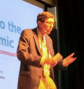 Dr. Kendall Stewart talks at Wednesday's event at The Commons