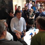 Texas Sen. Ted Cruz meets with fans at Zaharakos Ice Cream Parlor during a visit to Columbus Monday.