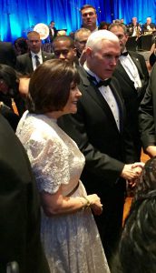 Vice President-elect Mike Pence and his wife, Karen, greet attendees at the Indiana Society Ball in Washington D.C. Thursday night. Photo courtesy of Robin Hilber.