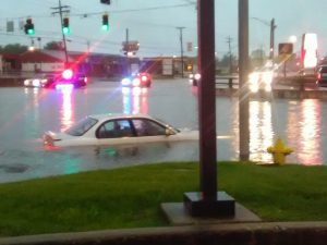 Parts of Seymour flooded Saturday. Photo courtesy of Indiana State Police.